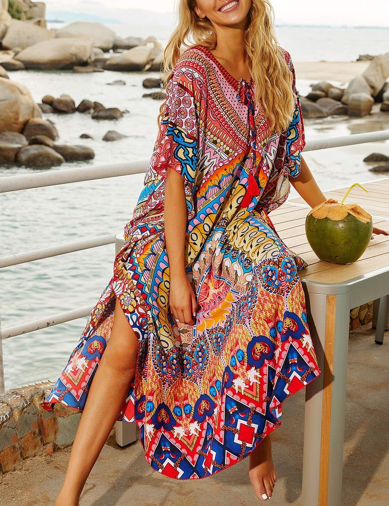 Eddoyee Loose Beach Kaftan Dresses for Women Caftan Swimsuit Cover Up - Image 3